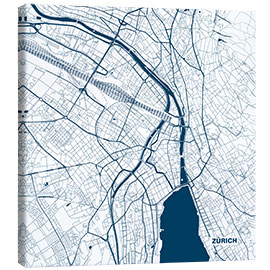 Canvas print Colored city map of Zurich