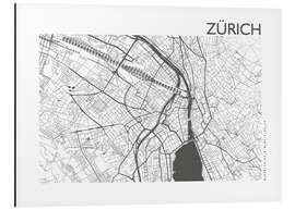 Tableau en aluminium Plan de la ville de Zurich