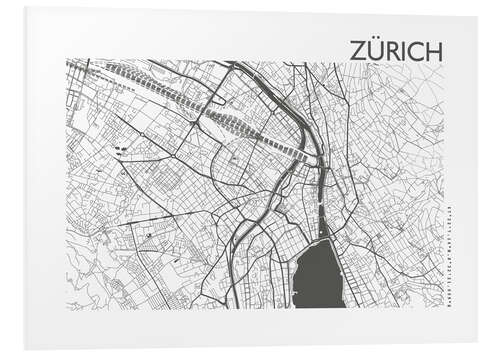 Tableau en PVC Plan de la ville de Zurich