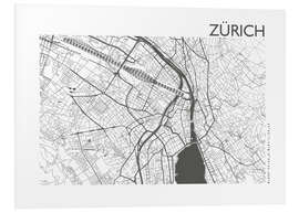 Foam board print City map of Zurich