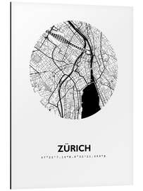 Aluminium print City map of Zurich around