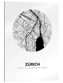 Cuadro de plexi-alu Mapa de la ciudad de Zúrich