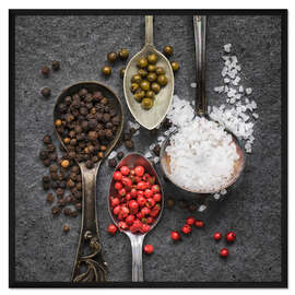 Gerahmter Kunstdruck Gewürze in Löffeln