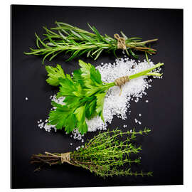 Gallery print Mediterranean herbs on salt bed