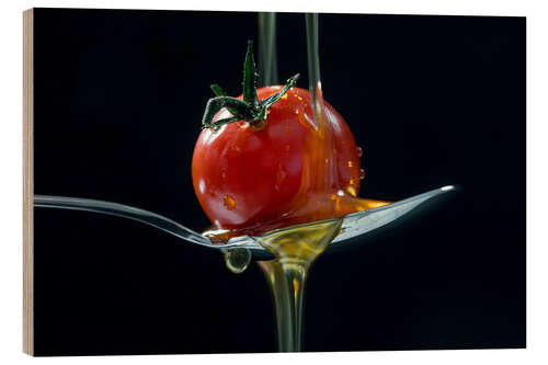 Wood print Tomato and olive oil