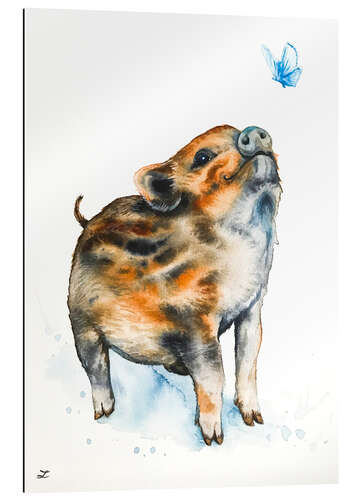 Gallery print Boar piglet and butterfly