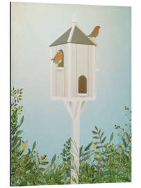 Quadro em alumínio Birdhouse with Robins