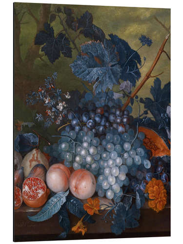 Tableau en aluminium Nature morte aux raisins, aux grenades et aux autres fruits