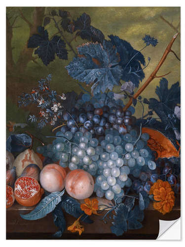 Naklejka na ścianę Still life with grapes, pomegranates and other fruits