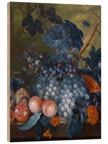 Obraz na drewnie Still life with grapes, pomegranates and other fruits