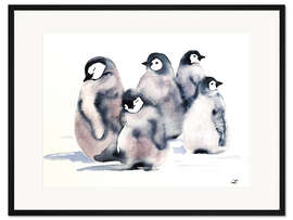 Gerahmter Kunstdruck Pinguin-Krippe