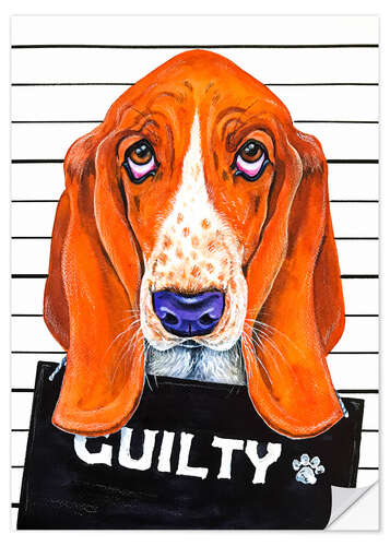 Wall sticker Basset Hound Mugshot