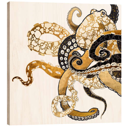 Wood print Metallic Octopus