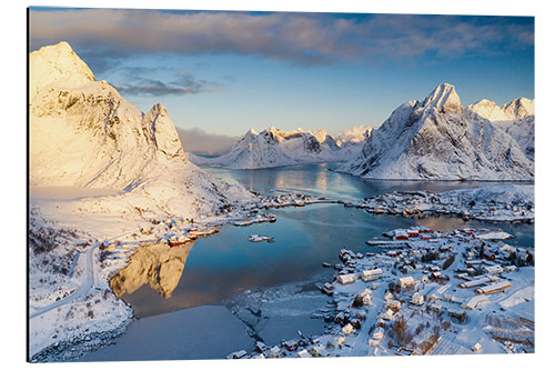 Alubild Das Fischerdorf Reine in den Lofoten