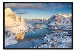 Gerahmter Kunstdruck Das Fischerdorf Reine in den Lofoten