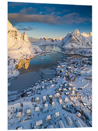 Foam board print Lofoten at sunrise in winter