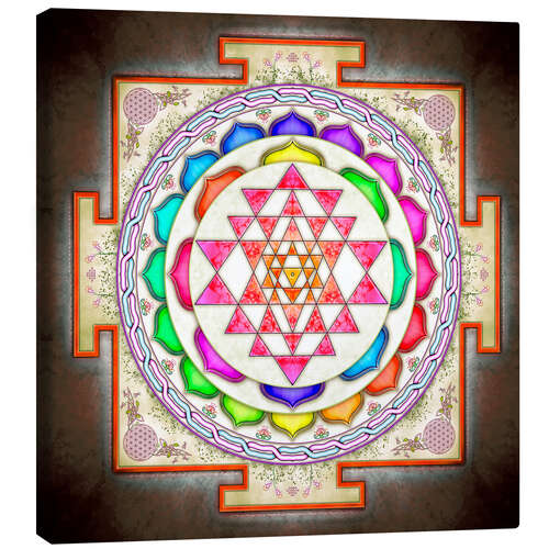 Canvas print Sri Yantra Floral Design