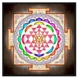 Gerahmter Kunstdruck Sri Yantra-Blumenmuster