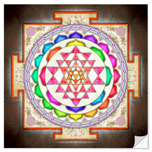 Självhäftande poster Sri Yantra Floral Design