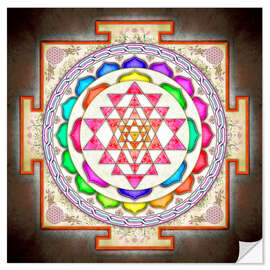 Självhäftande poster Sri Yantra Floral Design