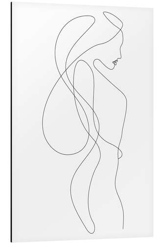 Aluminiumtavla Lady with long hair - lineart