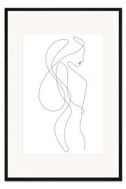 Gerahmter Kunstdruck Dame mit langen Haaren - Lineart