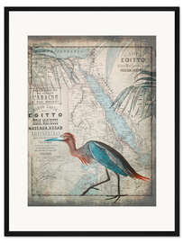 Gerahmter Kunstdruck Vintage Reiher Ägypten