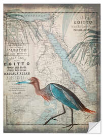 Selvklebende plakat Vintage Egret Egypt