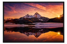 Gerahmter Kunstdruck Watzmann Spiegelung bei Sonnenuntergang