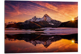 Galleritryck Watzmann reflektion vid solnedgången