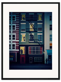 Gerahmter Kunstdruck New York bei Nacht