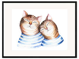Impresión de arte enmarcada Gatos amigos