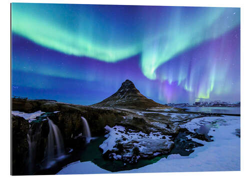 Gallery print Northern lights over the mountain Kirkjufell