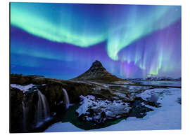Magnettafel Nordlichter über dem Berg Kirkjufell