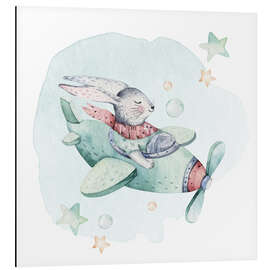 Magnettafel Hase im Flugzeug