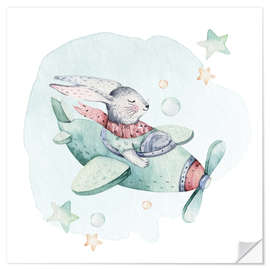 Wall sticker Bunny on a plane - Kidz Collection