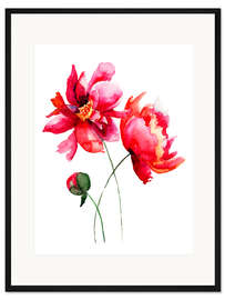 Gerahmter Kunstdruck Rote Blumen