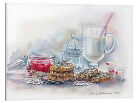 Aluminium print Still life with milk and jam