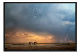 Gerahmter Kunstdruck Elefanten im Gewitter
