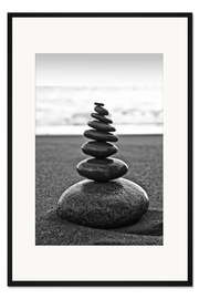 Gerahmter Kunstdruck Steinturm im Sandstrand