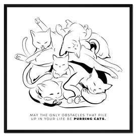 Gerahmter Kunstdruck Ein Haufen schnurrender Katzen (Englisch)