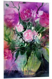 Foam board print Roses in a glass vase