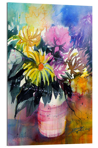 Tableau en plexi-alu Petit bouquet de dahlias