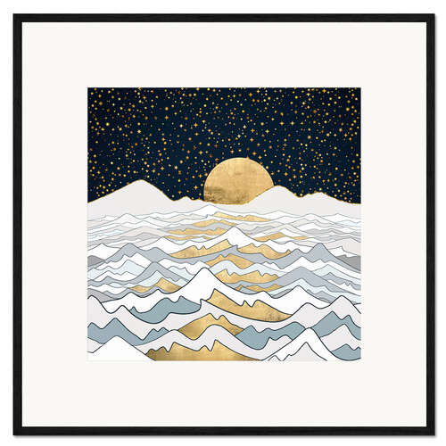Gerahmter Kunstdruck Goldene Ozeanlandschaft