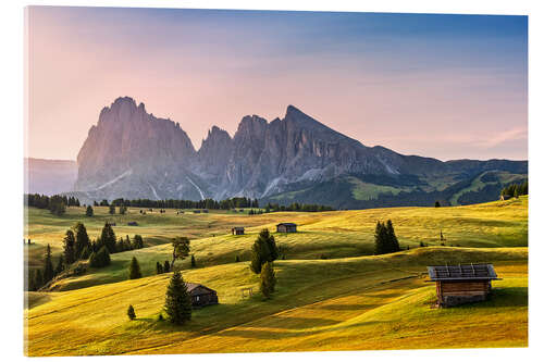 Acrylic print Alpe di Siusi at sunrise