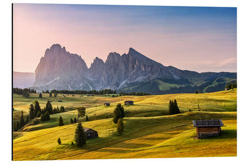 Aluminium print Alpe di Siusi at sunrise