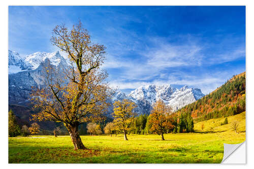 Selvklebende plakat Høst i Ahornboden - Karwendelgebirge, Alpene