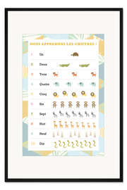 Gerahmter Kunstdruck Wir lernen die Zahlen (französisch)