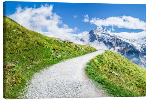 Tableau sur toile Chemin le long des Alpes suisses à Grindelwald