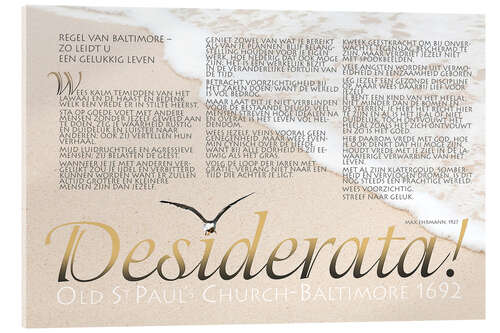 Akryylilasitaulu Desiderata III (hollanti)